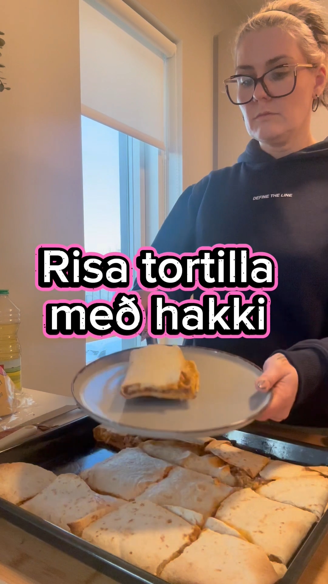 Ofnbökuð risa tortilla með hakki
